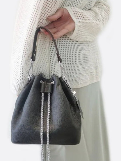 Grained Leather Bucket Bag