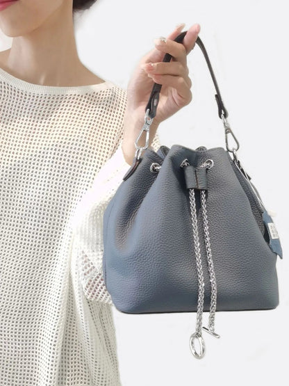Grained Leather Bucket Bag