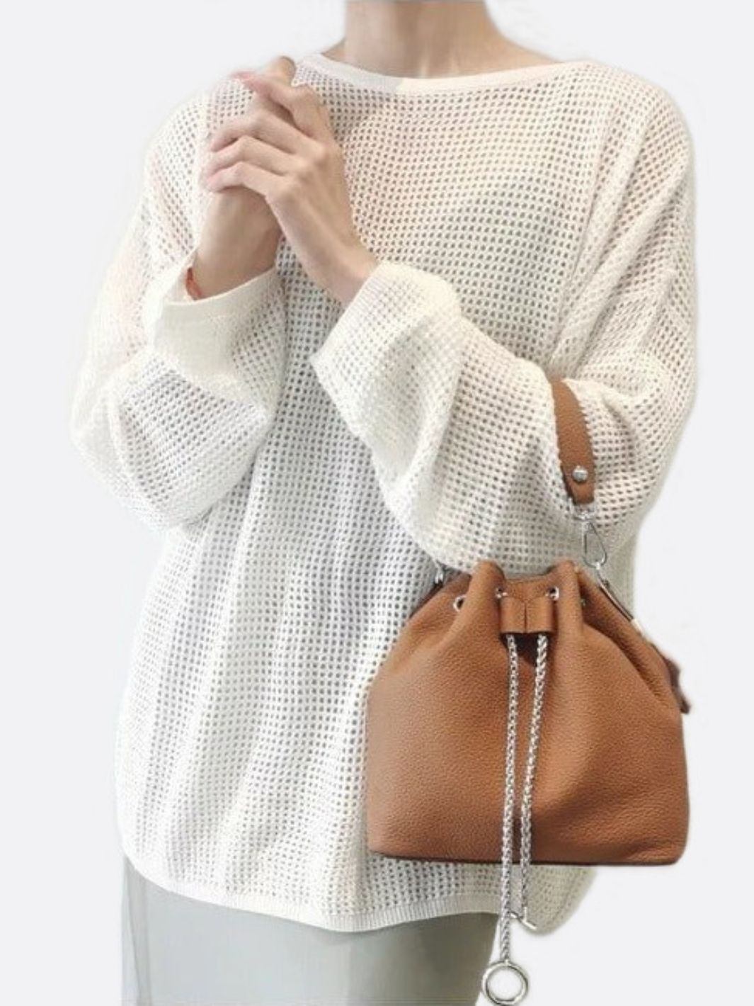 Grained Leather Bucket Bag