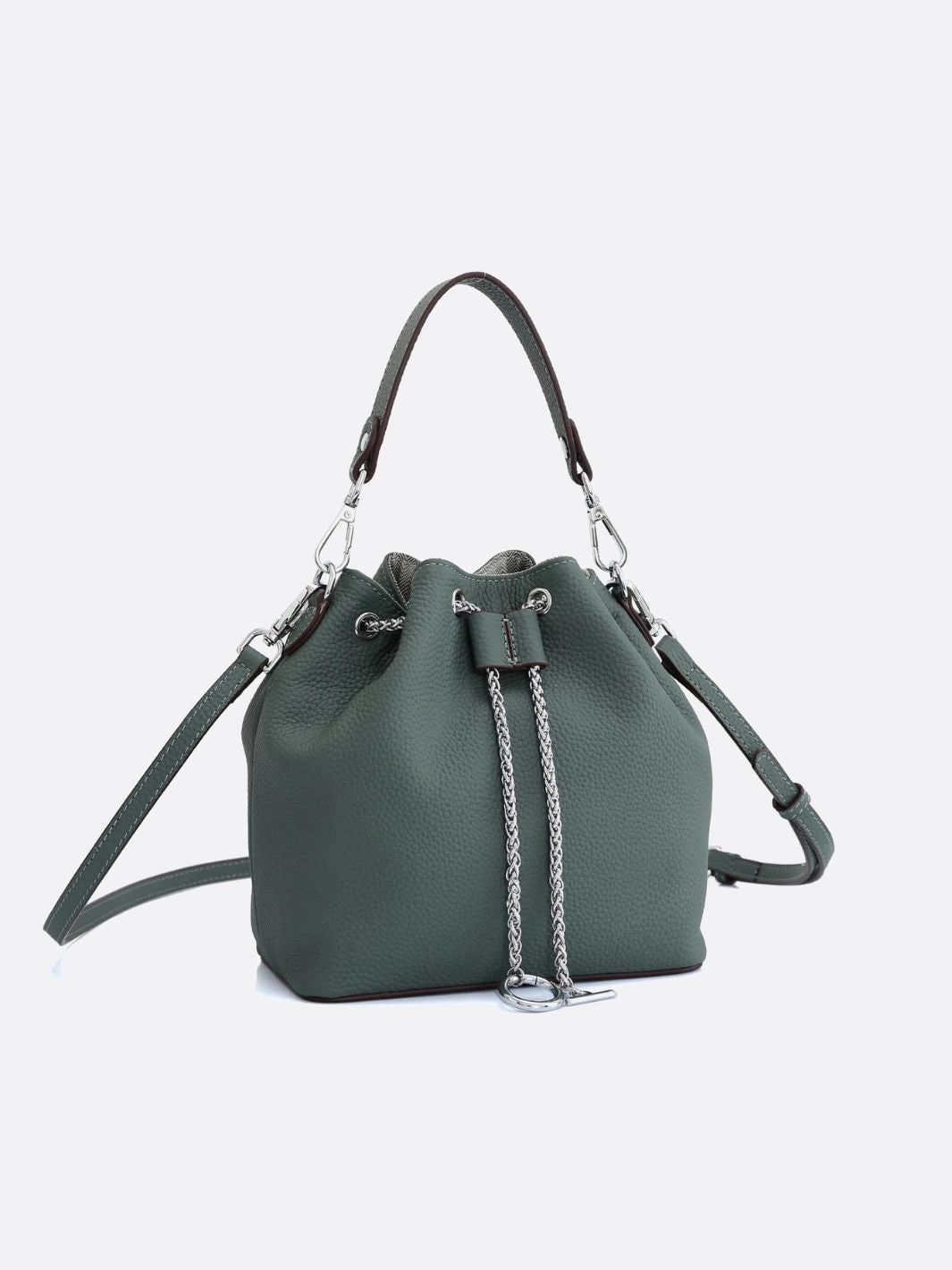 Grained Leather Bucket Bag