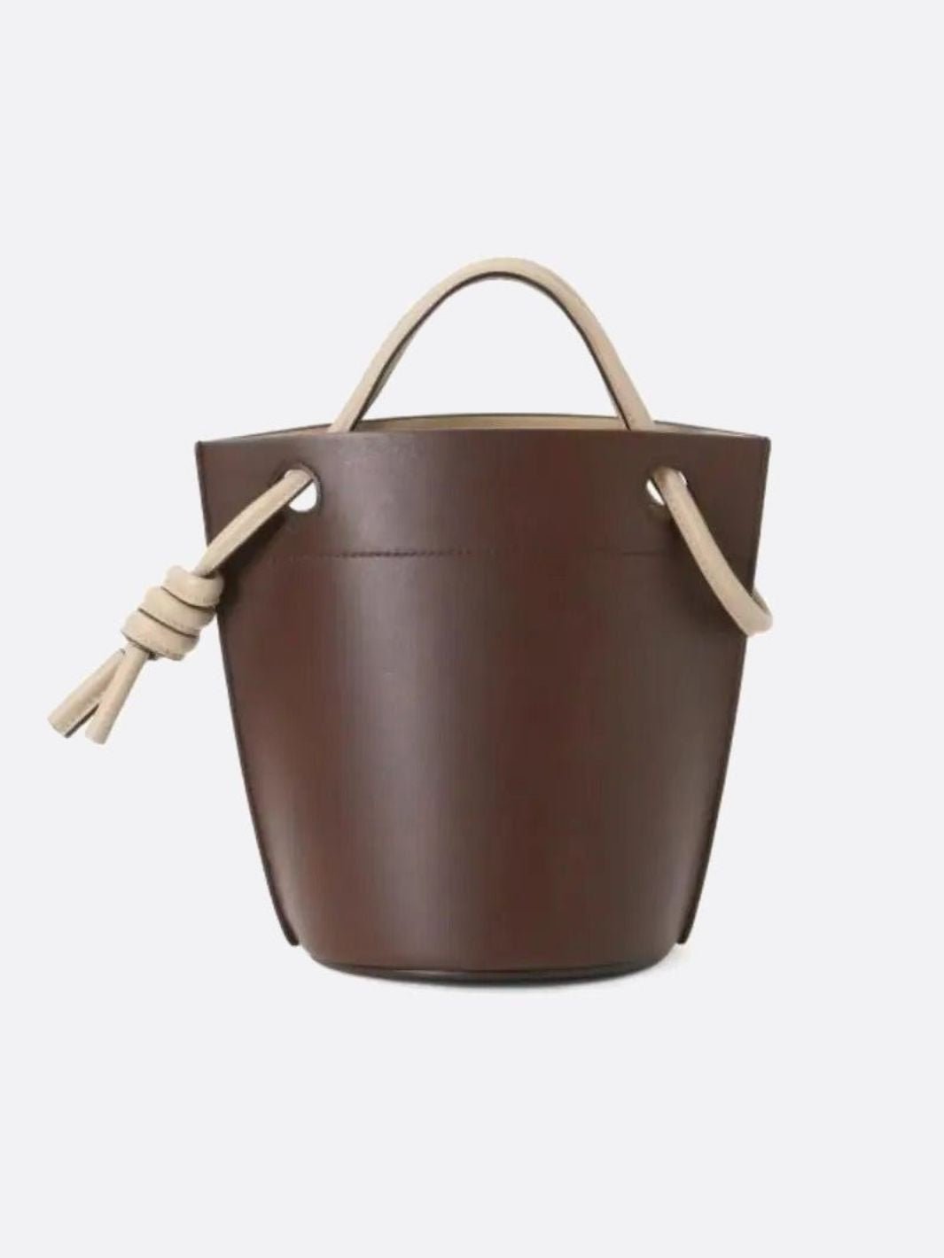 Brown Vegan Leather Bucket Bag
