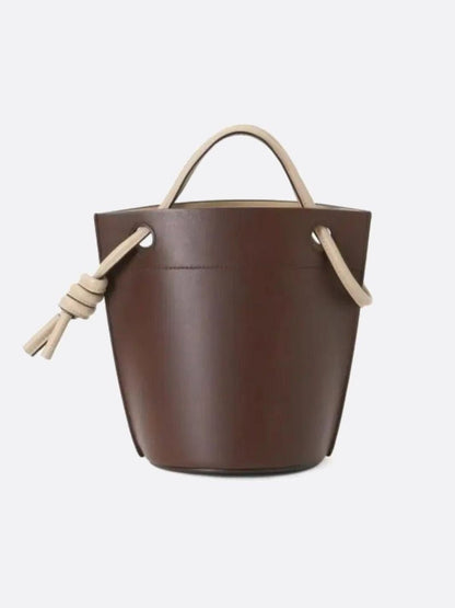 Brown Vegan Leather Bucket Bag