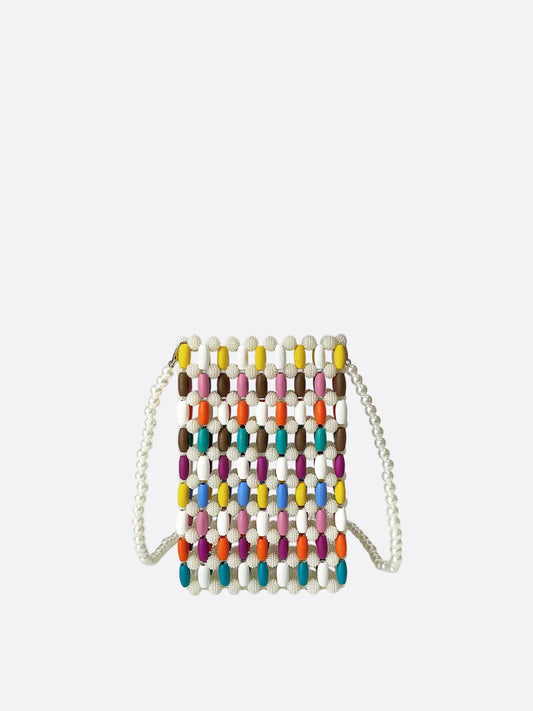 Stylish Beaded Pearl Phone Bag with strap