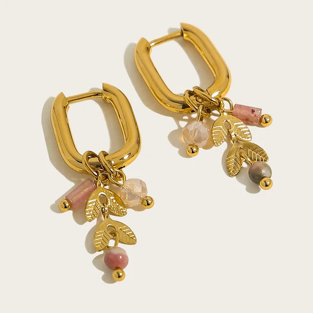 Green Stone Hoops